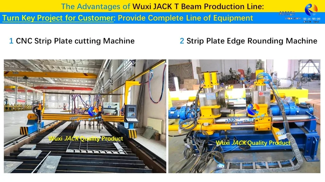 T Beam Production Line Edge Rounding Trimming Assembly Welding Straightening Fabrication Machine